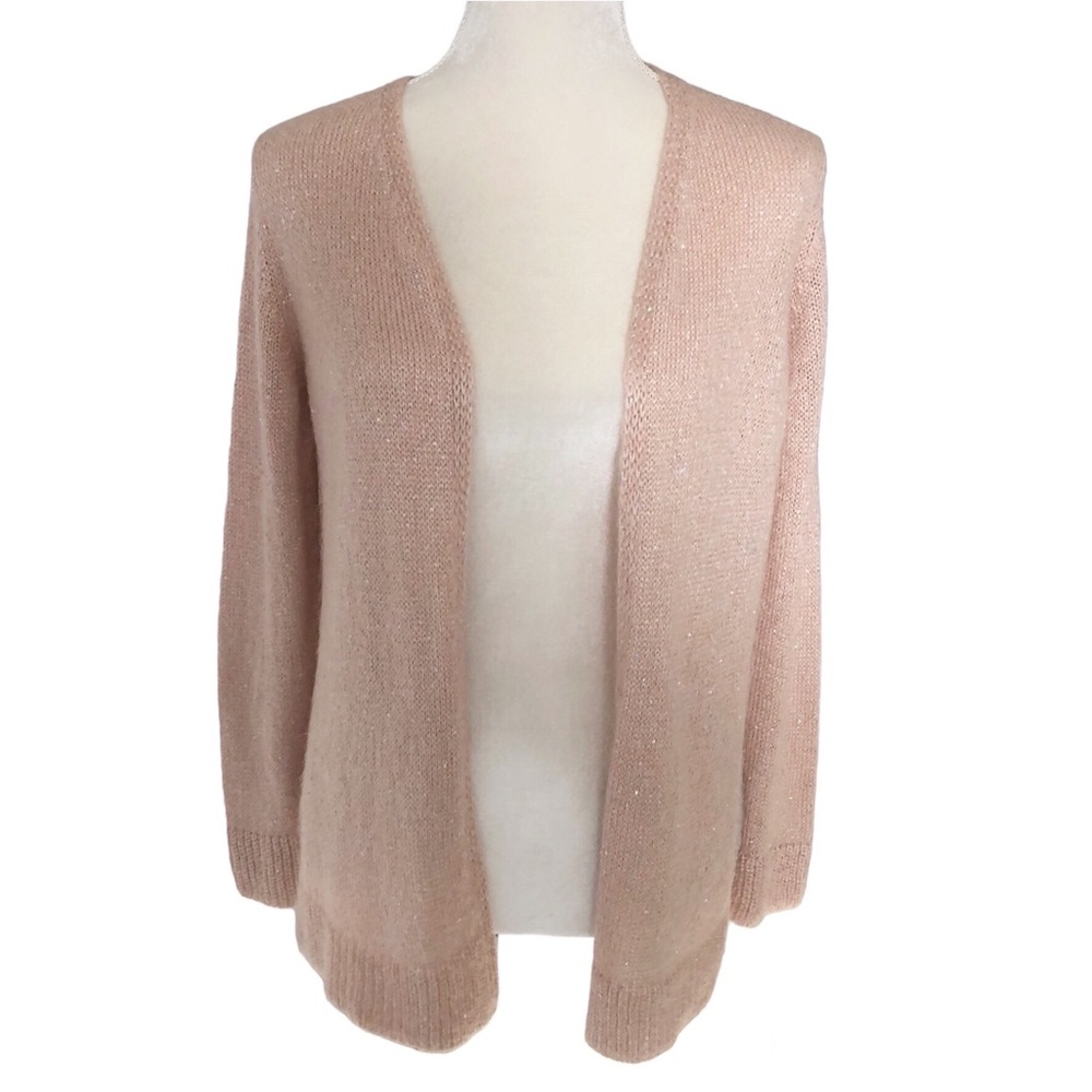 MASSIMO DUTTI Mohair Wool Cardigan Pink Sequin Knit Italy Sz S Romantic coquette